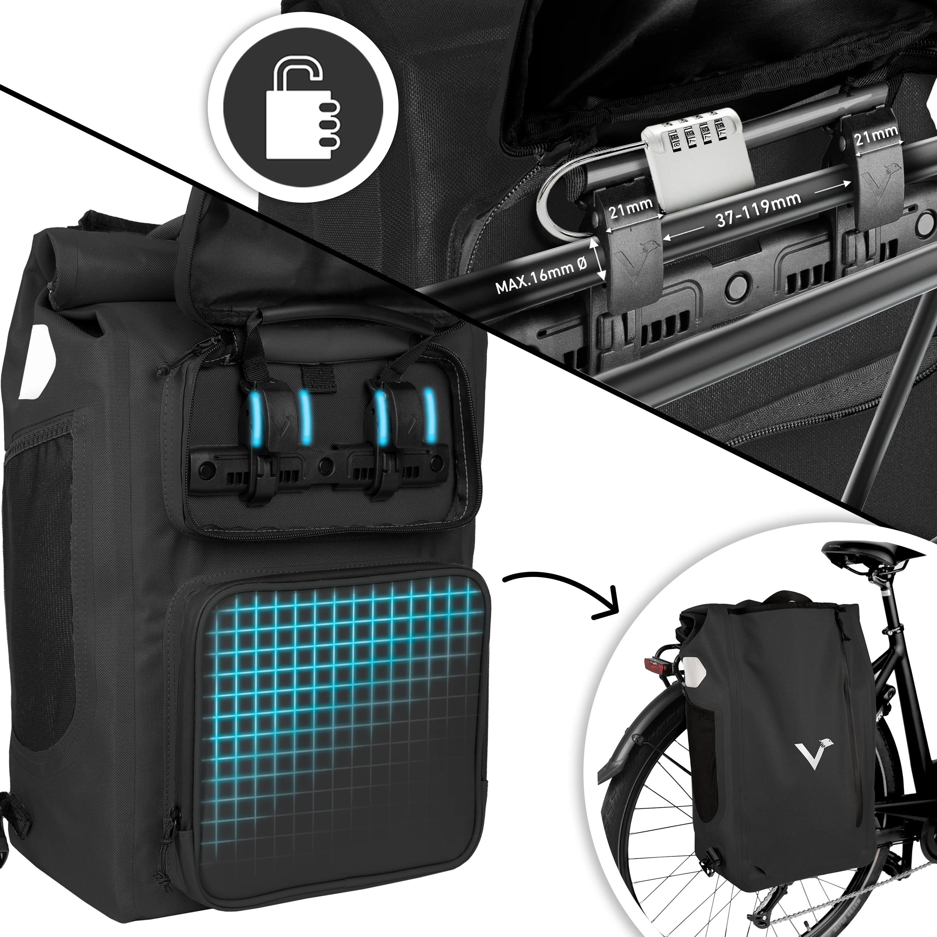 UrbanX 2.0 - 2in1 Fahrradtasche & Rucksack für die Stadt - Image 37